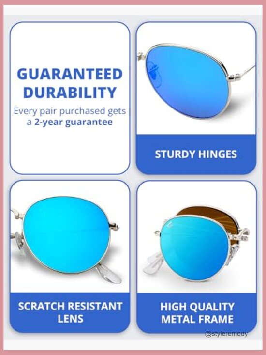 Round Folding Sunglasses Polarized UV400 Protection with Vegan Leather Case main image 4